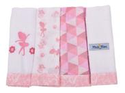 Babete Pano De Boca Bebe Menina 32cm X 32cm Com 4 Unidades -