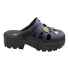 Babuche Feminino Moleca Tratorado Ultraconforto Casual Superleve Pingentes Metalizado Antiderrapante 5563.101 Preto