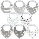 Baby Bandana Drool Bibs KeaBabies Organic, pacote com 8 unidades, Grayscape