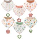 Baby Bibs Bandana Drool Bibs, pacote com 6, brinquedos para dentição, pacote com 6