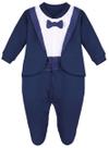 Baby Boy Tuxedo Footie Lilax Gentleman 9M com gravata borboleta azul marinho