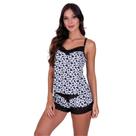 Baby Doll Blusa e Short Caleçon de Renda Onça e Vaquinha Animal Print - c2 CONJUNTO HELENA
