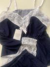 Baby Doll de Renda Branca na Cor Azul M Baby Doll de Renda Branca na Cor Azul M