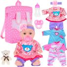 Baby Doll ebuddy Reborn 30 cm com 3 conjuntos de roupas, mochila e acessórios