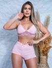 Baby Doll Lingerie Confortável Liso Shortinho Curtinho Pijama Sem Bojo Alças Reguláveis Linha Noite