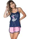 Baby Doll Malha Curto Blusa Estampada Alça Regata e Short