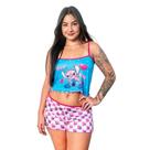Baby Doll Pijama Cropped Estampado Personagens e Short Ondinha Design Divertido Baby Doll Pijama Cropped Estampado Personagens e Short Ondinha Design Divertido