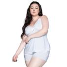 Baby Doll Plus Size Bella Fiore Feminino Liganete e Renda Estampado