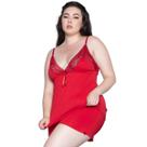 Baby Doll Plus Size Vekyo Liganete e Renda Com Decote Sensual