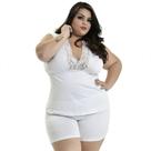 Baby Doll Short Plus Size Regata Renda Noite Luxo
