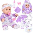 Baby Doll UZIDBTO 12 com mochila com estampa floral de 31 cm para meninas com mais de 3 anos Baby Doll UZIDBTO 12 com mochila com estampa floral de 31 cm para meninas com mais de 3 anos