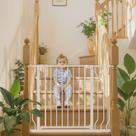 Baby Gate Mutak 74-122 cm, fechamento automático, montado sob pressão, branco