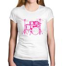 Baby Look Algodão Bateria Música (rosa) - Foca na Moda