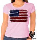 Baby look blusa Feminina ou Camiseta Unissex bandeira estados unidos rasgada