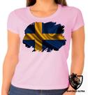 Baby look blusa Feminina ou Camiseta Unissex bandeira Suécia europa