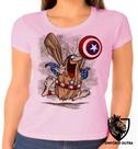 Baby look blusa Feminina ou Camiseta Unissex capitão caverna escudo america desenho antigo