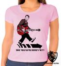 Baby look blusa Feminina ou Camiseta Unissex De volta para o futuro Marty guitarra
