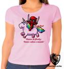 Baby look blusa Feminina ou Camiseta Unissex Dead Pool e unicórnio Ponky