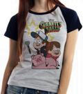 Baby look blusa feminina ou Camiseta unissex Gravity Falls Dipper Mabel estrelas