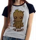 Baby look blusa feminina ou Camiseta unissex Groot Bebê