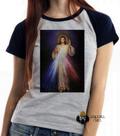 Baby look blusa feminina ou Camiseta unissex Jesus Cristo Sagrado coração