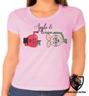 Baby look blusa Feminina ou Camiseta Unissex Maçã e Cebola desenho animado