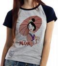 Baby look blusa feminina ou Camiseta unissex Mulan sombrinha