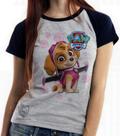 Baby look blusa feminina ou Camiseta unissex Patrulha Canina Skye