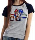 Baby look blusa feminina ou Camiseta unissex Sonic Mário II