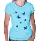 Baby Look Borboletas Azuis - Foca na Moda