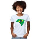 Baby Look Brasil Mapa Personalizada Feminina Adulto Algodão com Poliéster Baby Look Brasil Mapa Personalizada Feminina Adulto Algodão com Poliéster