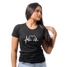 Baby Look Camiseta Feminina Estampa Coração Batimento Cardíaco Algodão