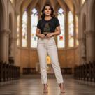Baby Look Católica Nossa Senhora Aparecida Mãe Aparecida Rogai Por Nós Cor:PretoTamanho:G3