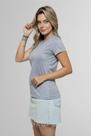 Baby Look Cinza Mescla 100% Poliéster - Camiseta Feminina