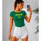 Baby Look Feminina Brasil Verde Estilo Seleção Brasileira 100% Algodão Premium Baby Look Feminina Brasil Verde Estilo Seleção Brasileira 100% Algodão Premium