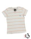 Baby Look Listrada - Branca / Laranja
