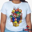 Baby Look Mario e Luigi 100% Algodão - Super Mario Bros - Geeko