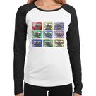 Baby Look Raglan 80's Cassette Tapes Manga Longa - Foca na Moda Baby Look Raglan 80's Cassette Tapes Manga Longa - Foca na Moda
