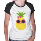 Baby Look Raglan Abacaxi Óculos e Laço - Foca na Moda