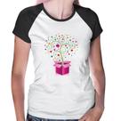 Baby Look Raglan Árvore Corações Caixa - Foca na Moda