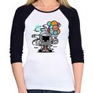 Baby Look Raglan Astronauta Chibi Manga 3/4 - Foca na Moda