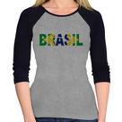 Baby Look Raglan Bandeira Brasil Letras Manga 3/4 - Foca na Moda Baby Look Raglan Bandeira Brasil Letras Manga 3/4 - Foca na Moda