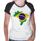 Baby Look Raglan Bandeira Brasil Mapa - Foca na Moda