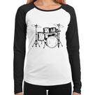 Baby Look Raglan Bateria Música Manga Longa - Foca na Moda