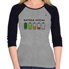 Baby Look Raglan Bateria Social Manga 3/4 - Foca na Moda