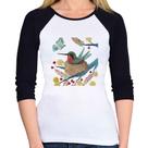 Baby Look Raglan Beija Flor No Ninho Manga 3/4 - Foca na Moda