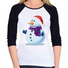 Baby Look Raglan Boneco de neve Manga 3/4 - Foca na Moda