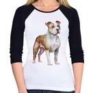 Baby Look Raglan Cachorro Pitbull Manga 3/4 - Foca na Moda