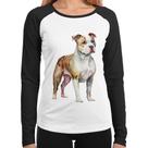 Baby Look Raglan Cachorro Pitbull Manga Longa - Foca na Moda