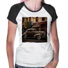 Baby Look Raglan Carro antigo na cidade - Foca na Moda Baby Look Raglan Carro antigo na cidade - Foca na Moda